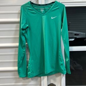 Women’s Nike Dri Fit green v-neck top size medium